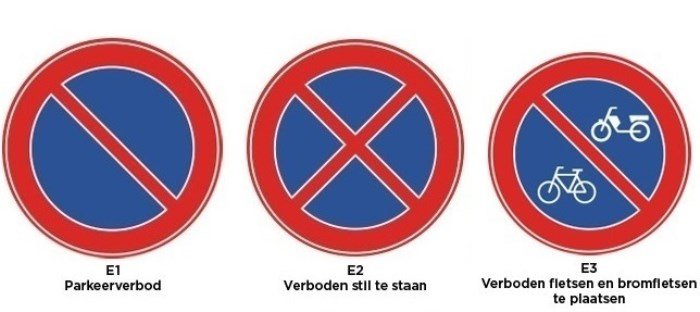 borden stilstaan en parkeren die gelden aan de zijde van de weg waar ze geplaatst zijn