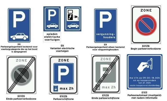 borden categorie e - parkeren en stilstaan 2